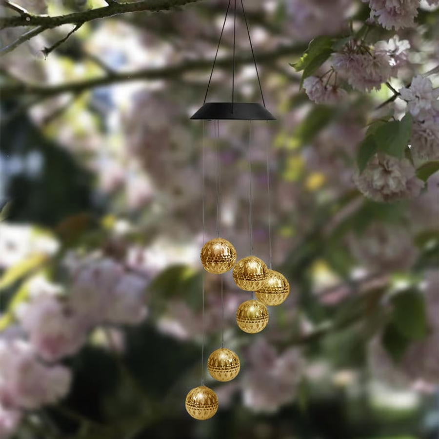🌞Solar Metal Orb Wind Chime Mobile - Rainbow Color Changing LED Lights